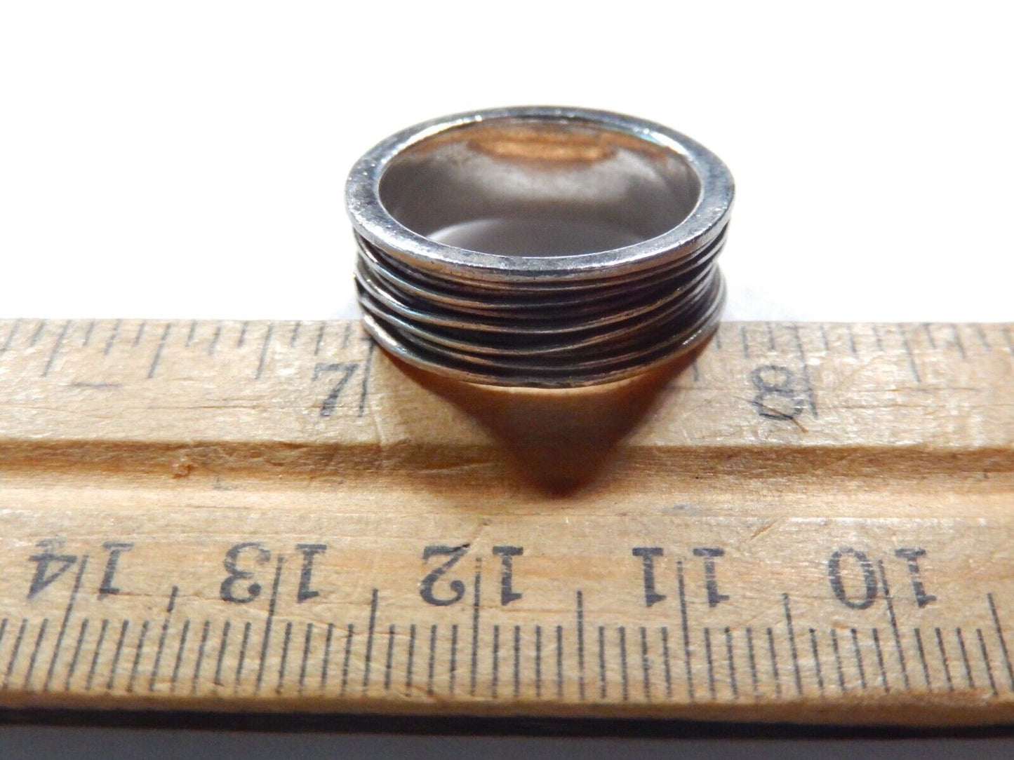 Vintage HEAVY Sterling Silver 925  Wire-Wrapped 8mm  Band Ring Size 8.5