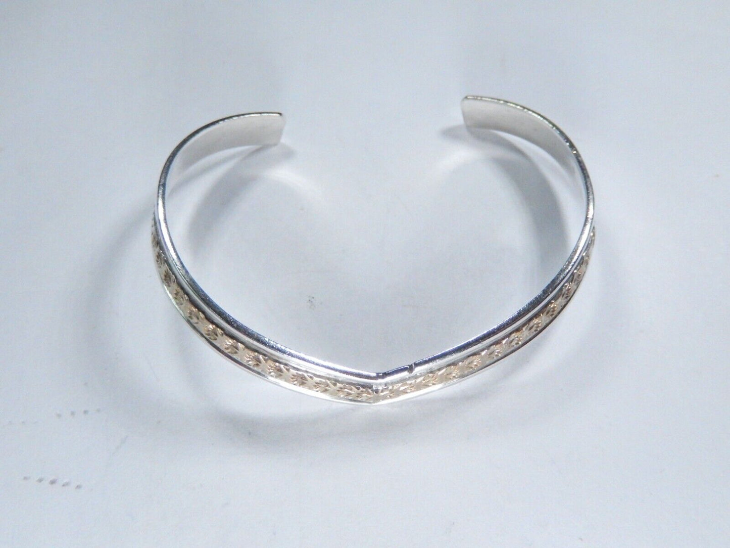 *VINTAGE*  Sterling Silver and 12k GF Cuff "V" Style Bracelet  7"