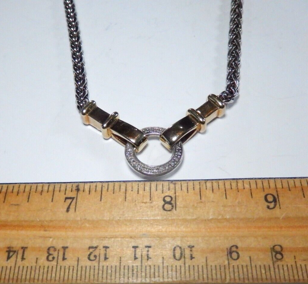ALWAND VAHAN 14k Gold Sterling 925 Eternity Diamond Statement 18 Necklace 25gms