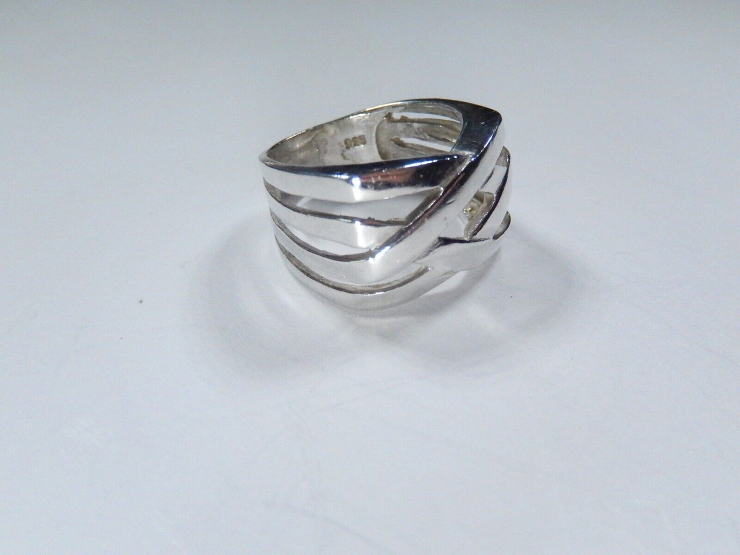 *VINTAGE*  925 Sterling Silver 13.5mm Basket Weave Wide Band Ring Sz 7.75