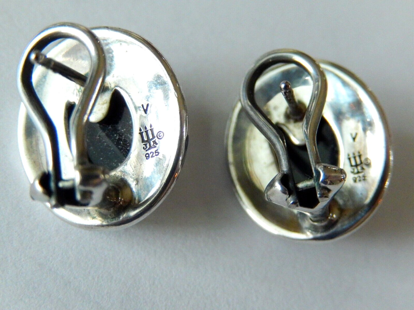 RETIRED JAMES AVERY Sterling Silver Black Onyx Oval Omega Back Earrings