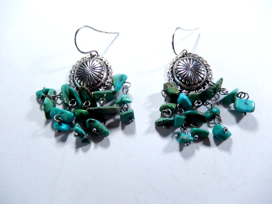 *VINTAGE*  RALPH LAUREN - RLL - STERLING SILVER TURQUOISE DANGLE EARRINGS