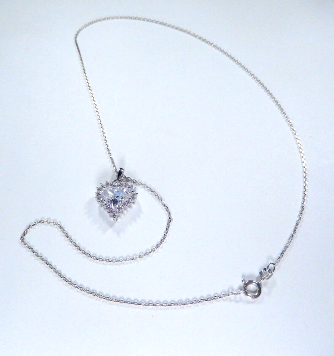 Sterling Silver 3.0 CT 9mm x 9mm CZ Heart Halo Pendant with 18" Sterling Chain