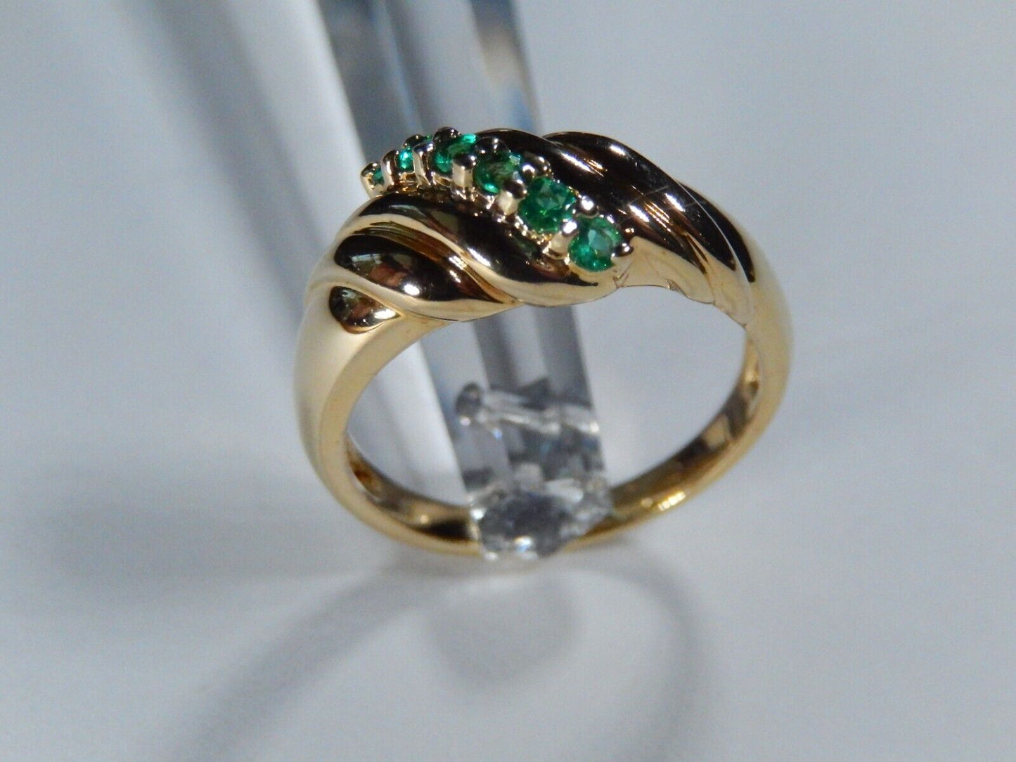 Ross Simons Gold Vermeil Sterling Green Lab Created Emerald Band Ring Size 8