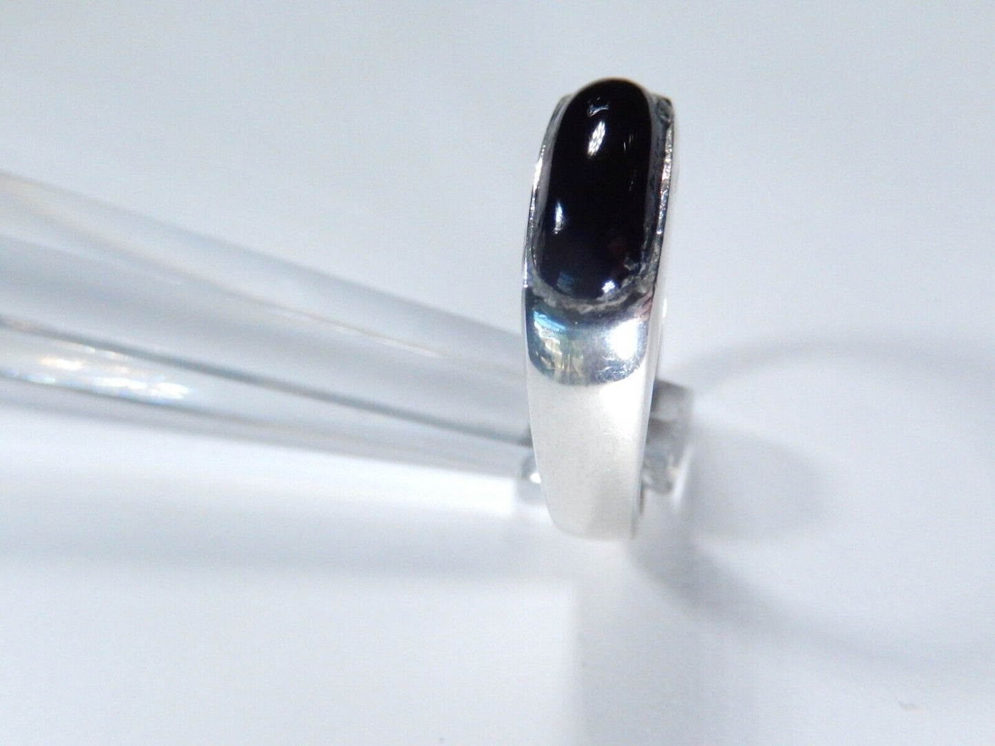 *VINTAGE*  925 Sterling Silver Black Onyx Dome Band Ring Size 6.75
