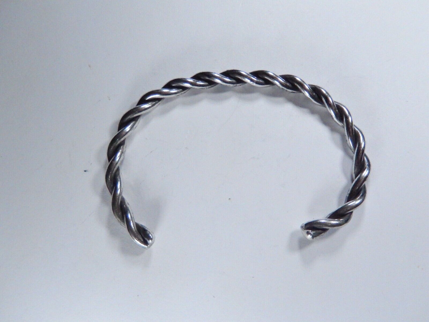 Vintage Sterling Silver 925 Twisted Wire Heavy 2-1/2" Inside Diam.