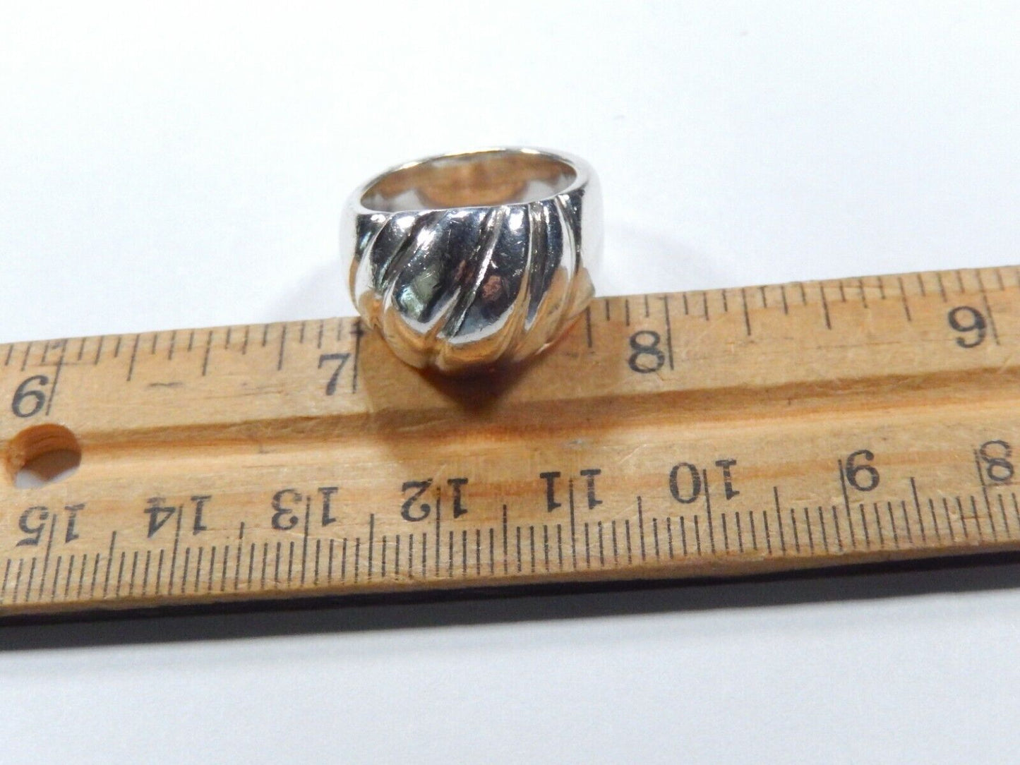 *VINTAGE* HEAVY Taxco Mexico Sterling Silver Modernist Ribbed Dome Ring Sz 6.75