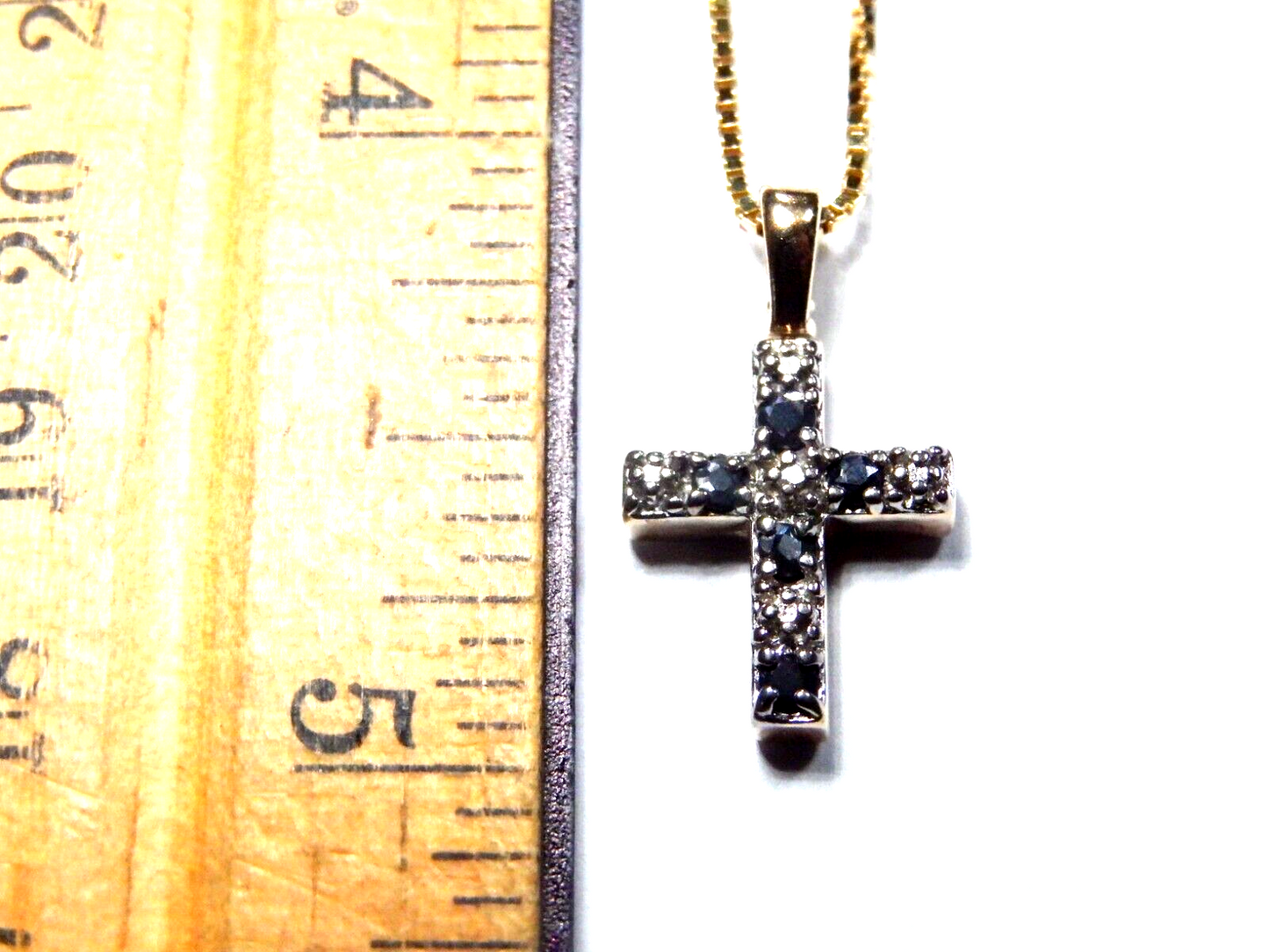 Ross Simons 925 Vermeil Sapphire  Diamond Accent Cross Pendant w18 Chain