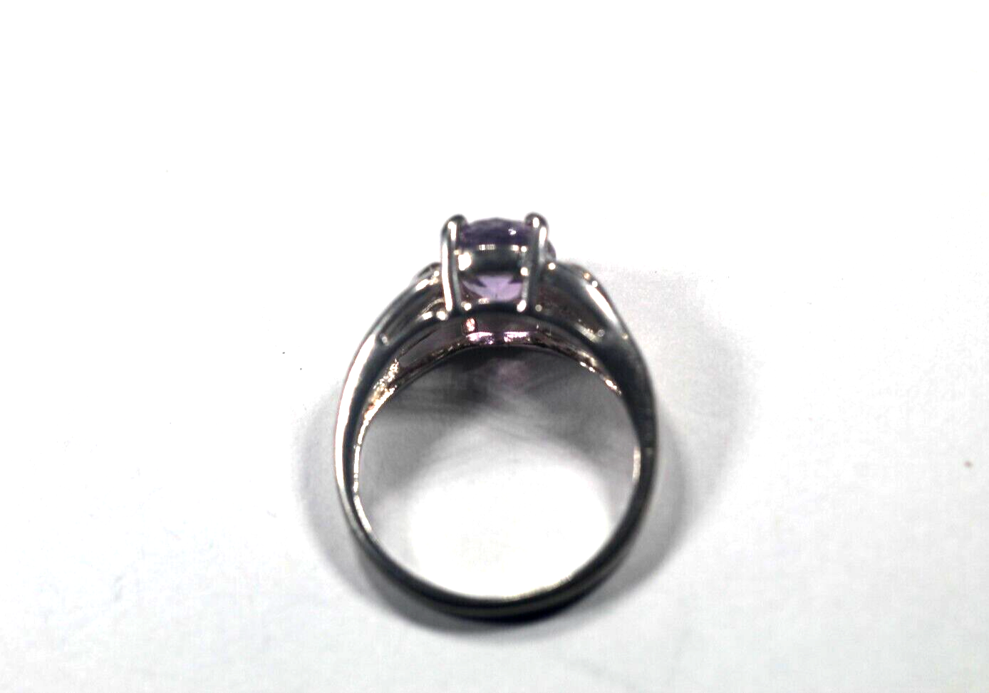 Sterling Silver 2.0 CT Oval Cut Amethyst Solitaire Cocktail Ring Size 7