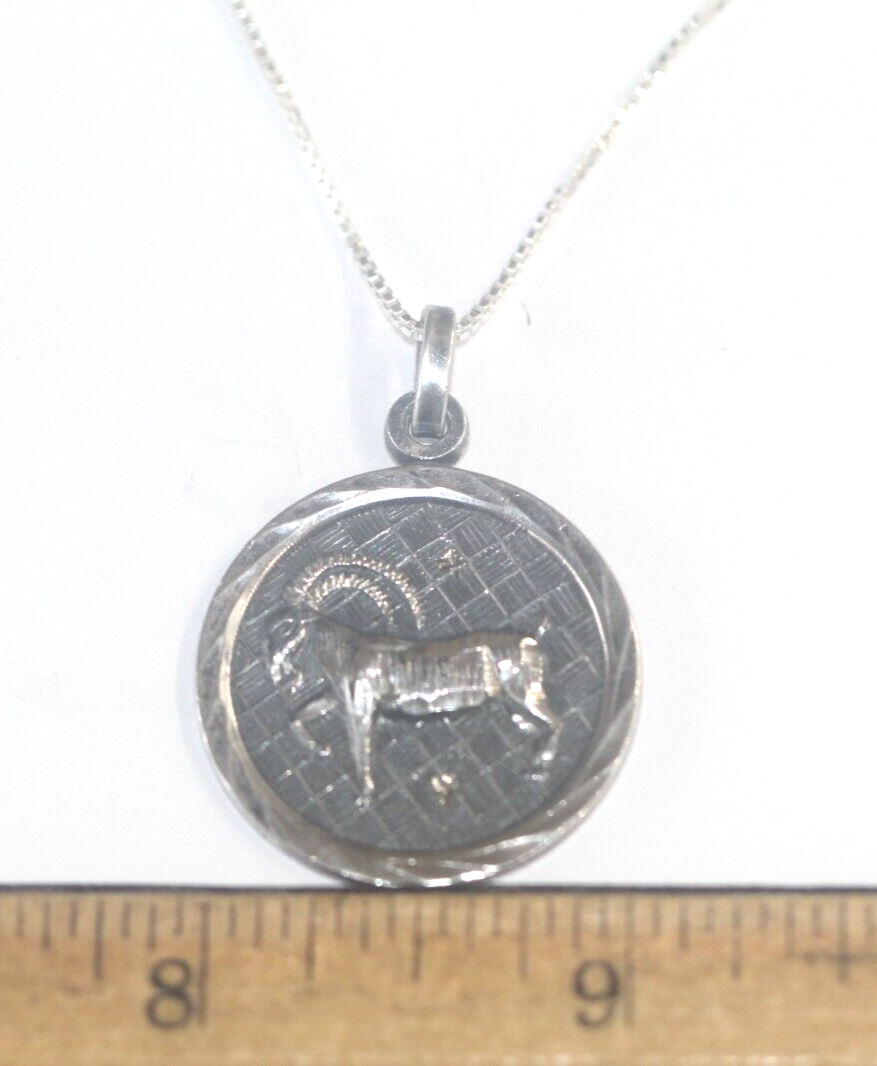 *VINTAGE* JOYMEX Mexico Sterling Silver RAM Sheep AIRES Pendant w/18" Chain