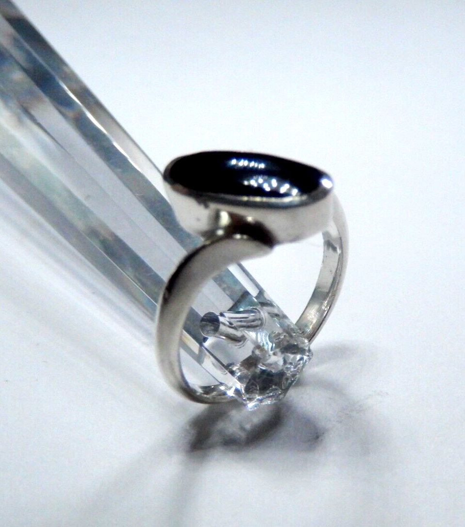 *VINTAGE*  Modernist Long Oval Black Onyx Sterling Silver Ring Size 5