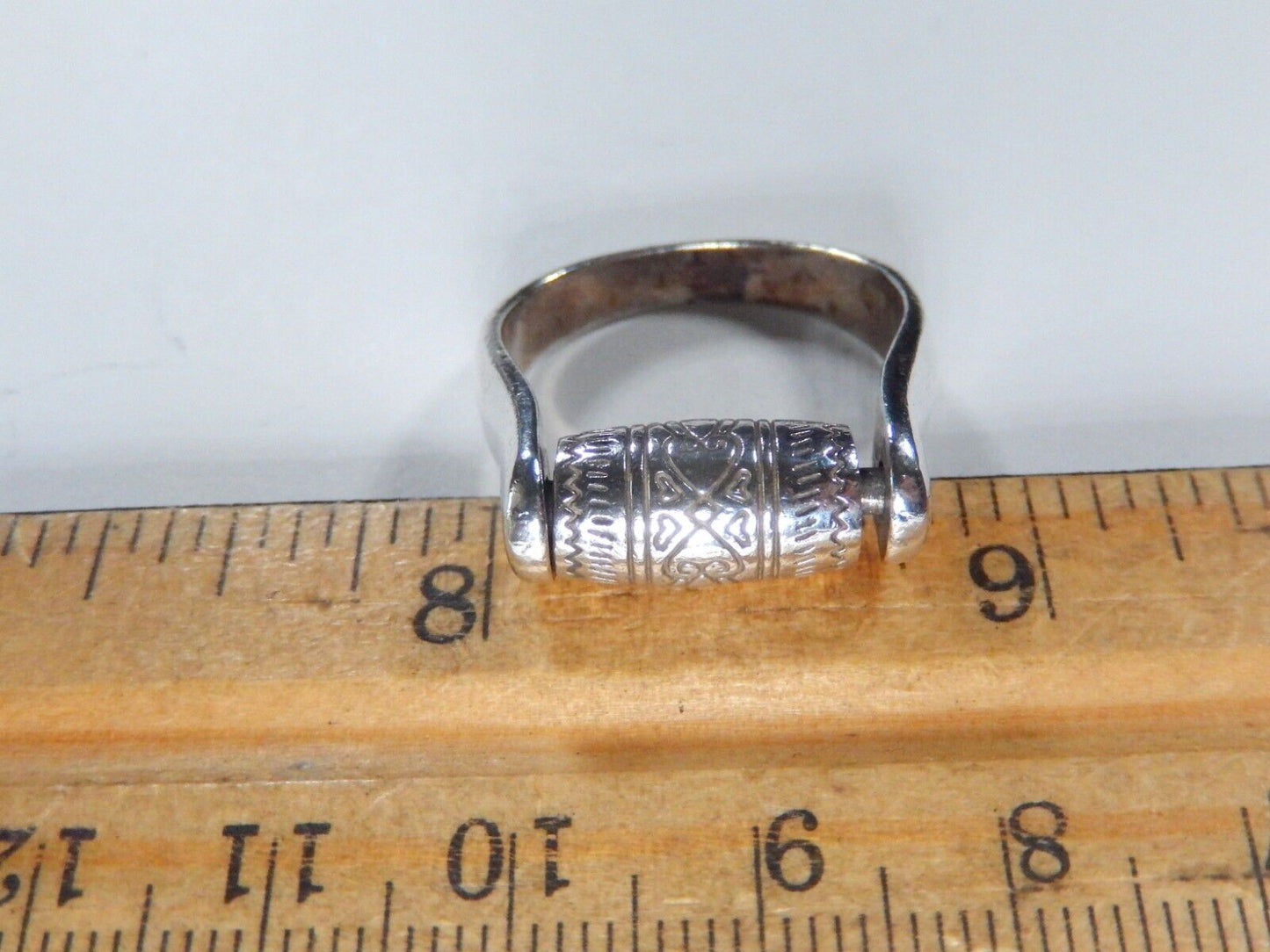 Rare Brighton Sayan Spinner Roller Sterling Silver 925 Hearts Scroll Ring Sz 8.5