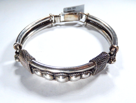*VINTAGE* -  Sterling Silver Artist "BA" Beaded Link Bracelet 8"L x 1/2"W-44gms