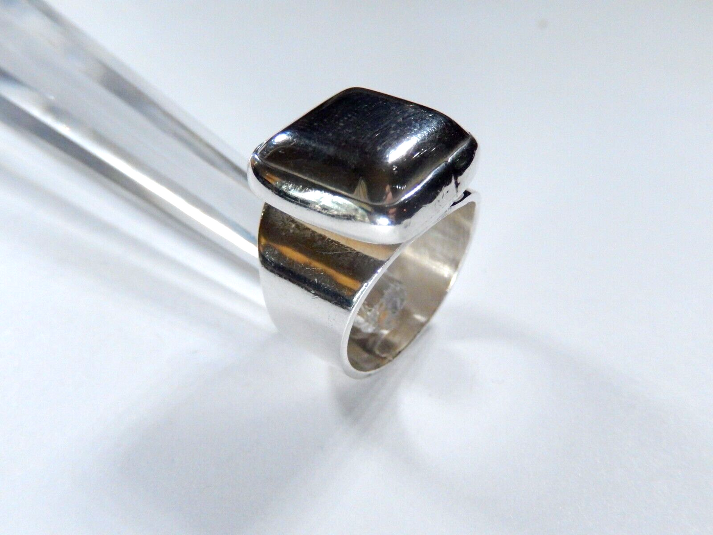 *VINTAGE*  Mexico Thick Wide Sterling Silver Statement Ring, Size 7.25