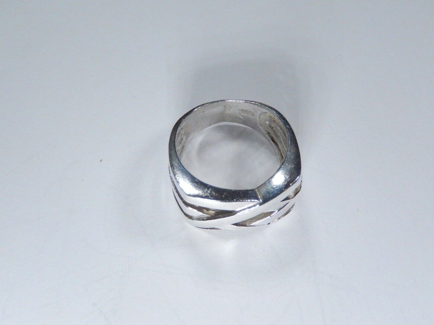 *VINTAGE*  925 Sterling Silver 13.5mm Basket Weave Wide Band Ring Sz 7.75