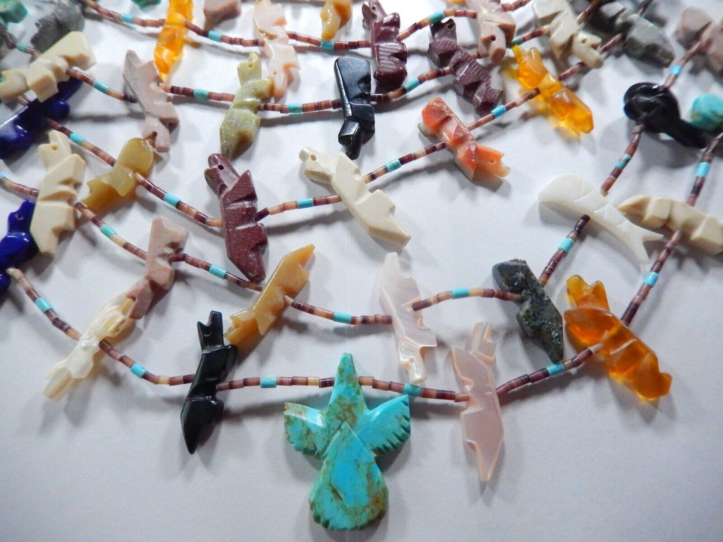 Vintage Native American Indian Zuni Fetish 10 Strand Necklace with COA