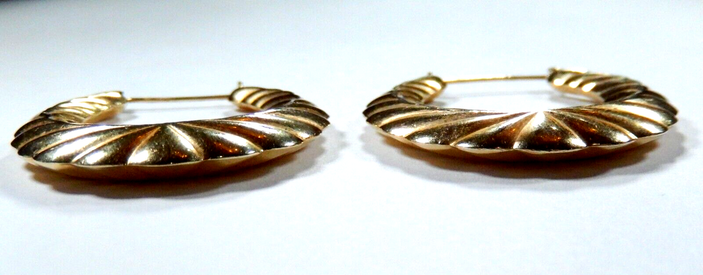 LARGE- Stamped 14K Yellow Gold 43mm x 36mm Oval Puffed Hoop Earrings 6.5 grams