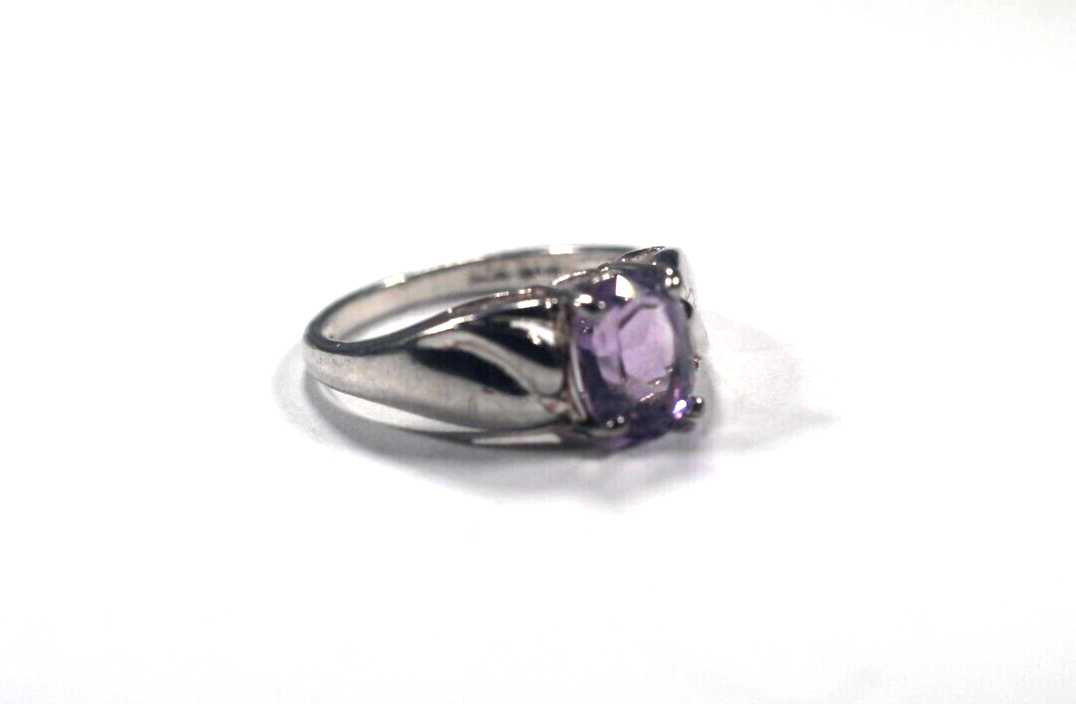Sterling Silver 2.0 CT Oval Cut Amethyst Solitaire Cocktail Ring Size 7