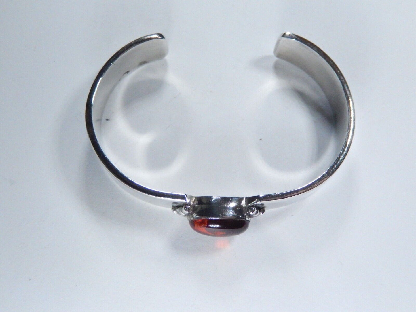 NAVAJO G. YAZZIE AMBER STERLING SILVER THICK CUFF BRACELET 11mm WIDE 33.8 grams