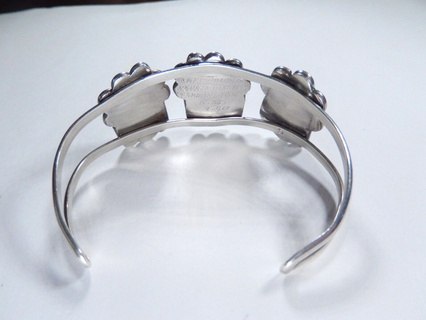 VINTAGE- Signed Native American Navajo Turquoise Sterling silver Cuff Bracelet