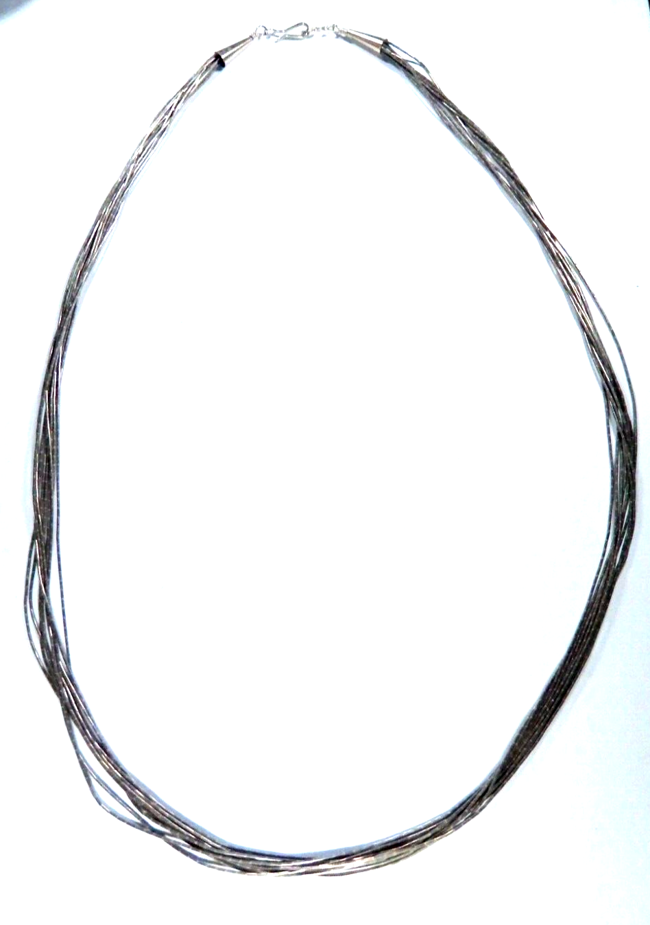 Native American Liquid Silver 10 Strand Layered Necklace 925 Sterling Silver 24"