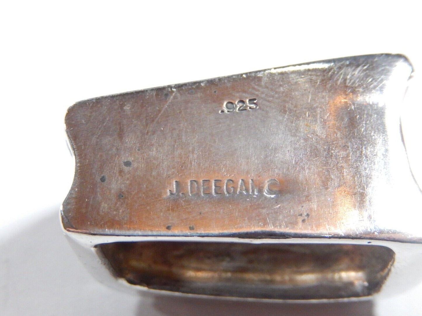 J DEEGAN VINTAGE Sterling Silver 925 belt BUCKLE  KEEPER 138 grams 62mm wide