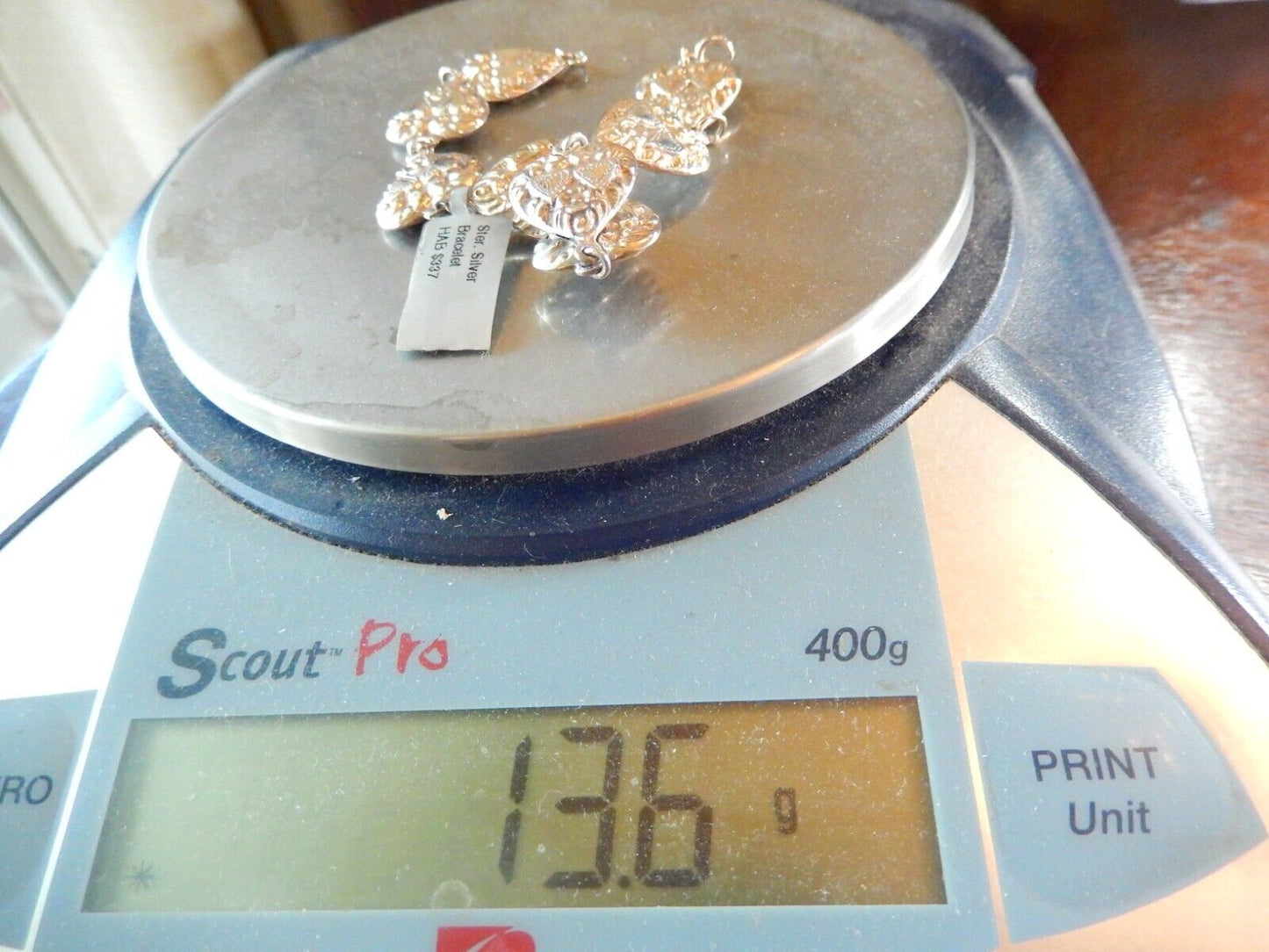 Antique Victorian Sterling Silver Repousse 8 Puffy Heart Link 7 x 58 Bracelet