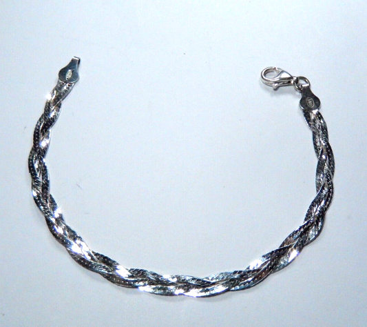 Italy 925 Sterling Silver 3 Strand woven braided bracelet 7 "