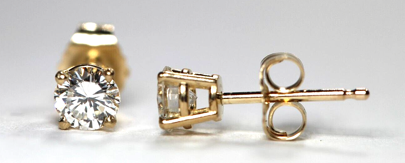 New!! Solid 14KYellow Gold .50 CT TW Natural Diamond Stud Earrings