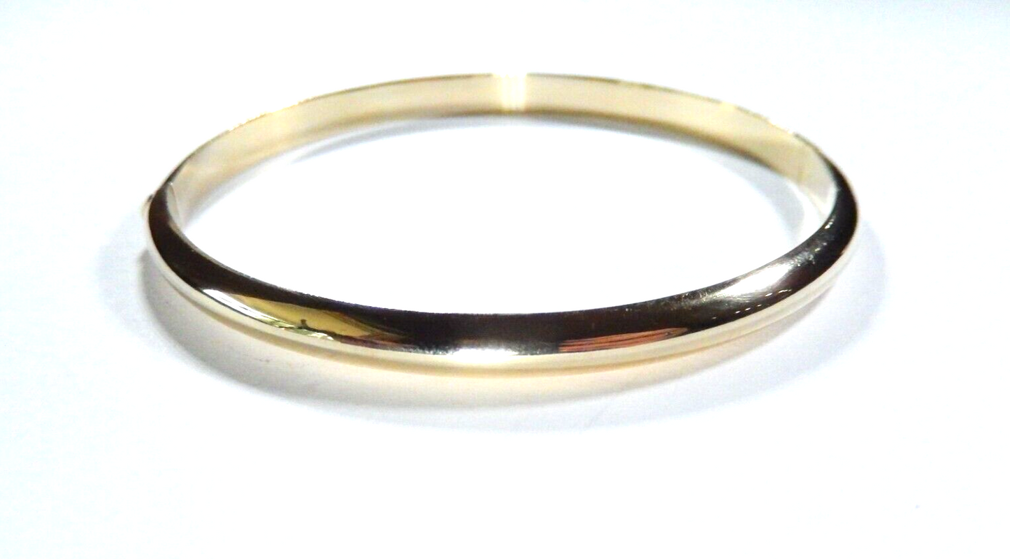 *VINTAGE* Smooth High Polished 5mm Wide Gold Vermeil Hinged Bangle Bracelet