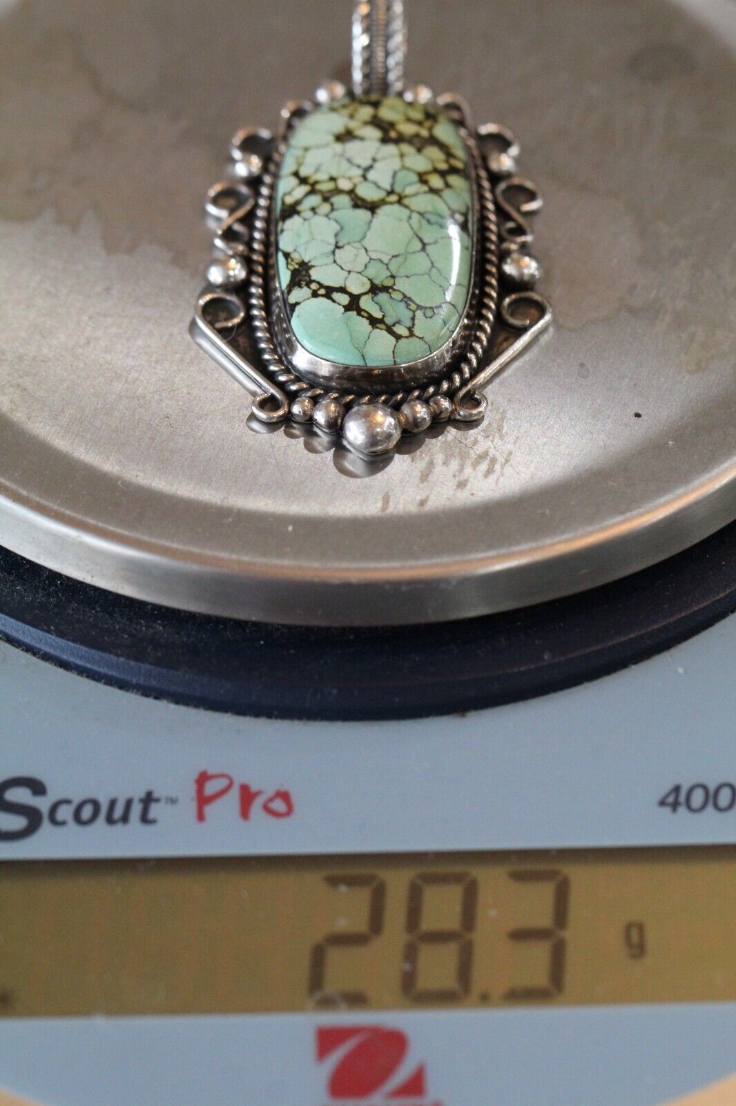 LARGE - Navajo David Umpleby Santa Fe STERLING DEU Spiney Webb Turquoise Pendant