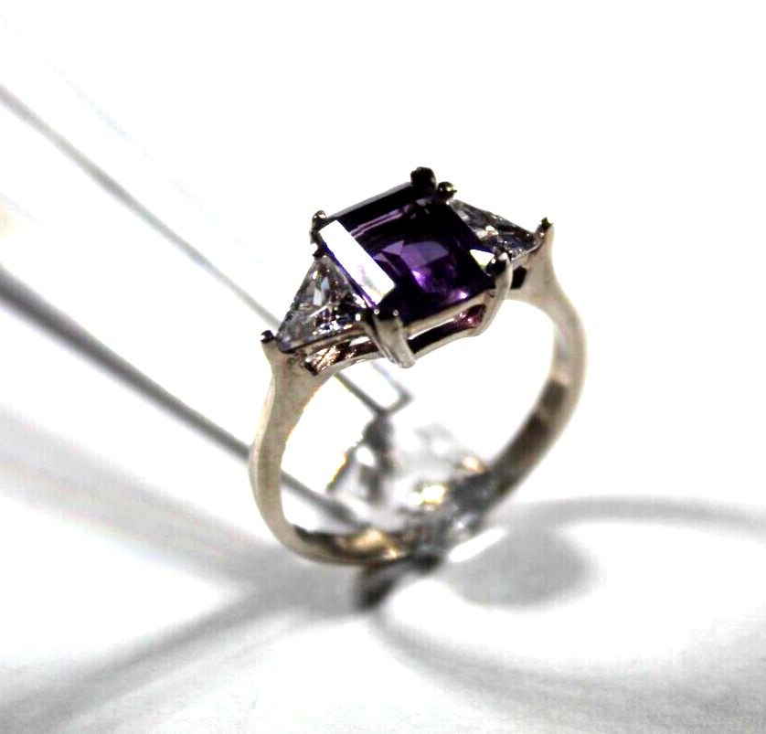 *VINTAGE* 2.50 CT Amethyst 925 Sterling Silver Ladies Ring Sz 8