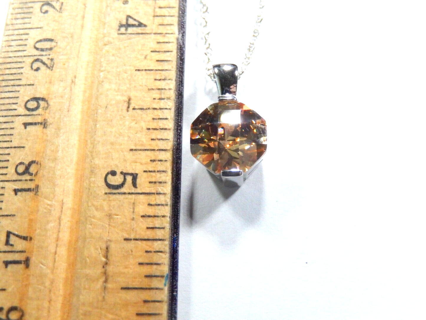 925 Sterling Silver with 4.0 CT Fancy Cut Citrine Solitaire Pendant w/ 18" Chain