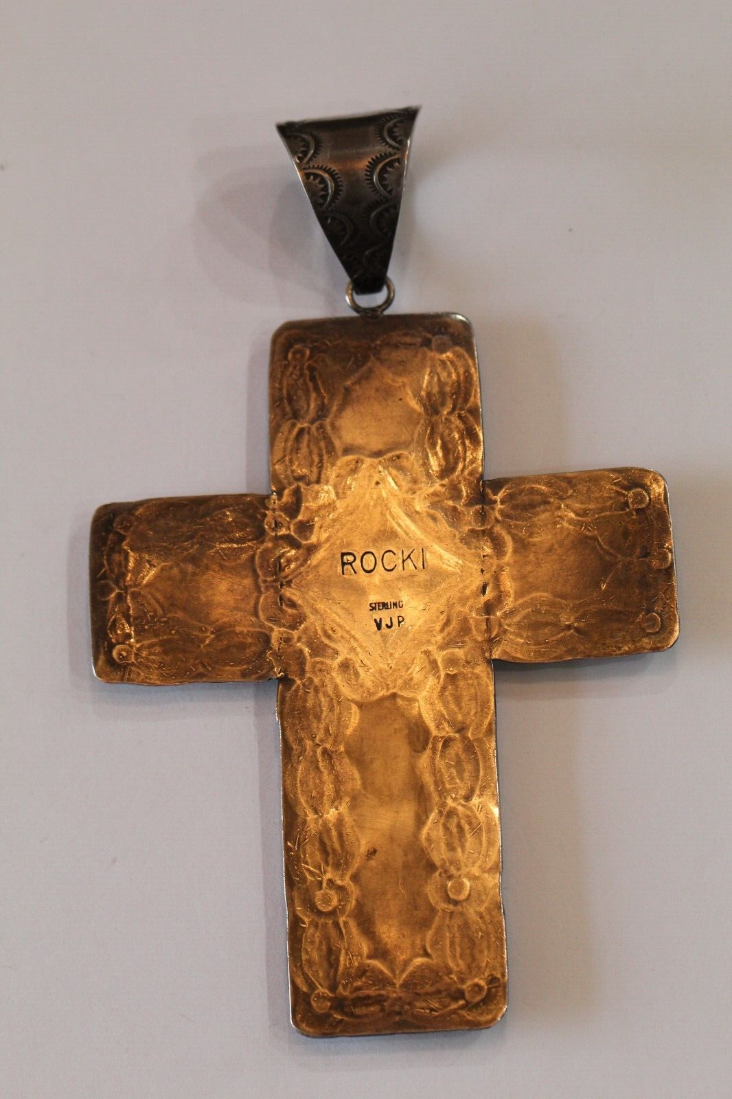 Rocki Gorman & Vincent James Platero Sterling Silver Cross 6" Pendant 68.8 grams