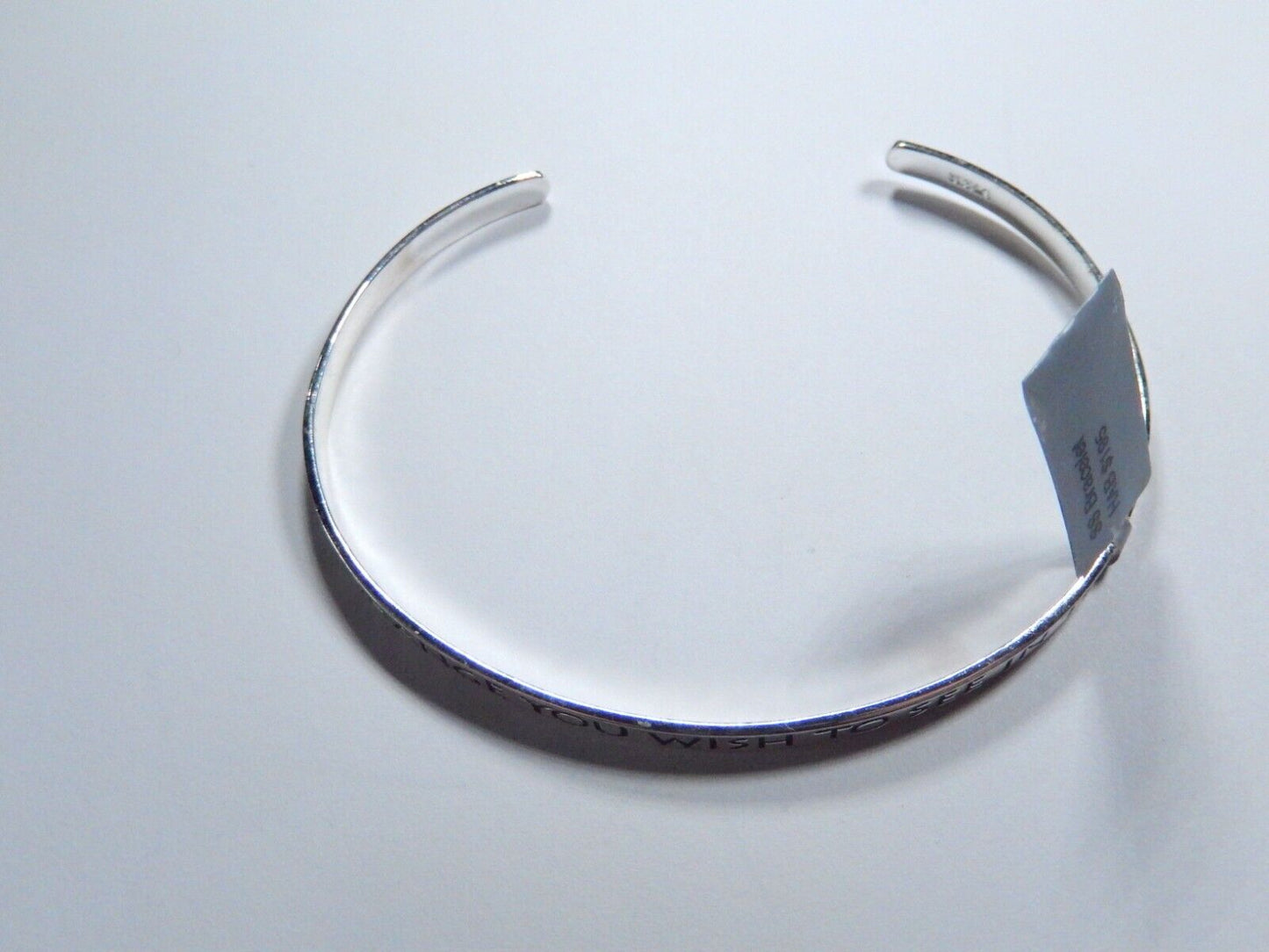 Sterling Silver 925 Inspirational "Be The Change....In The World Cuff Bracelet