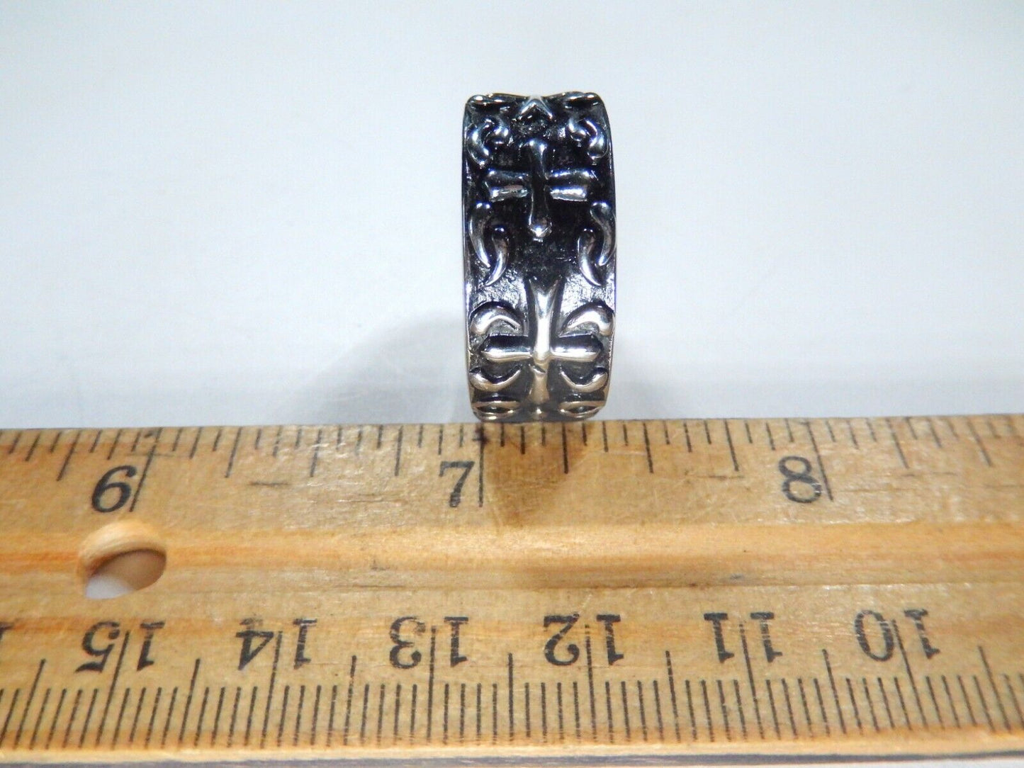 Stainless Steel 10.5 mm Cross Band Ring For Unisex Size 9.25