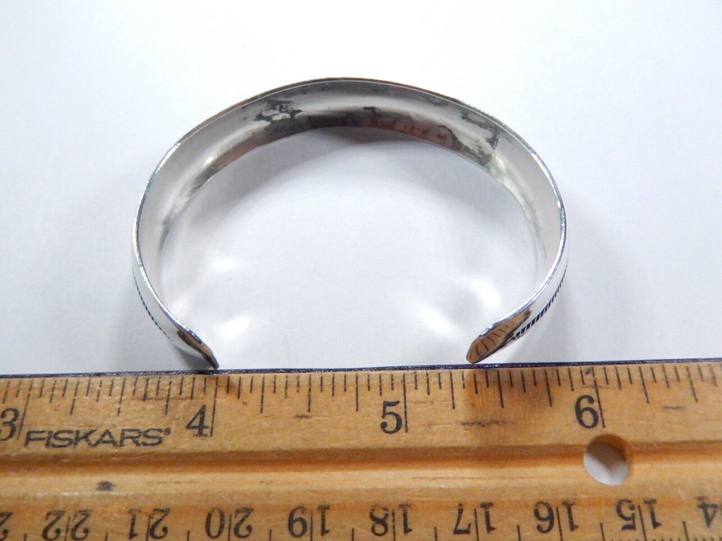 Vintage Sterling Silver Artisan Tooled Southwest Native American Cuff, J Signed