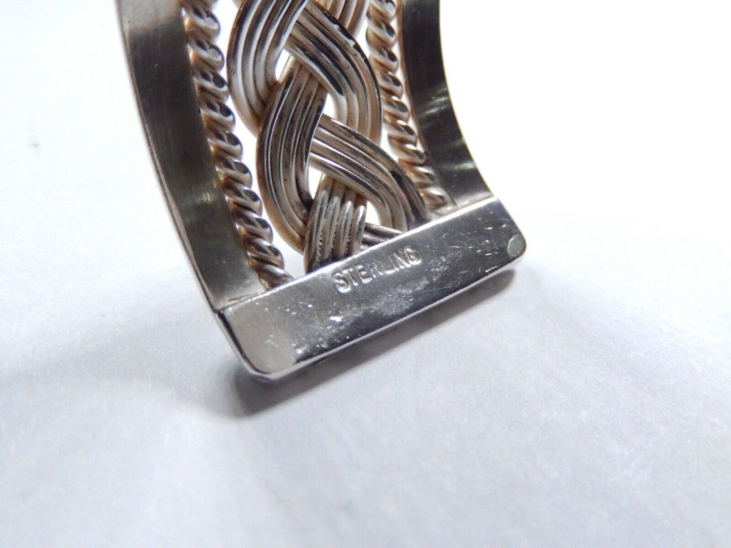 *VINTAGE*  Sterling Silver Wide Large Braided Weave Cuff Bracelet - 48.7 grams