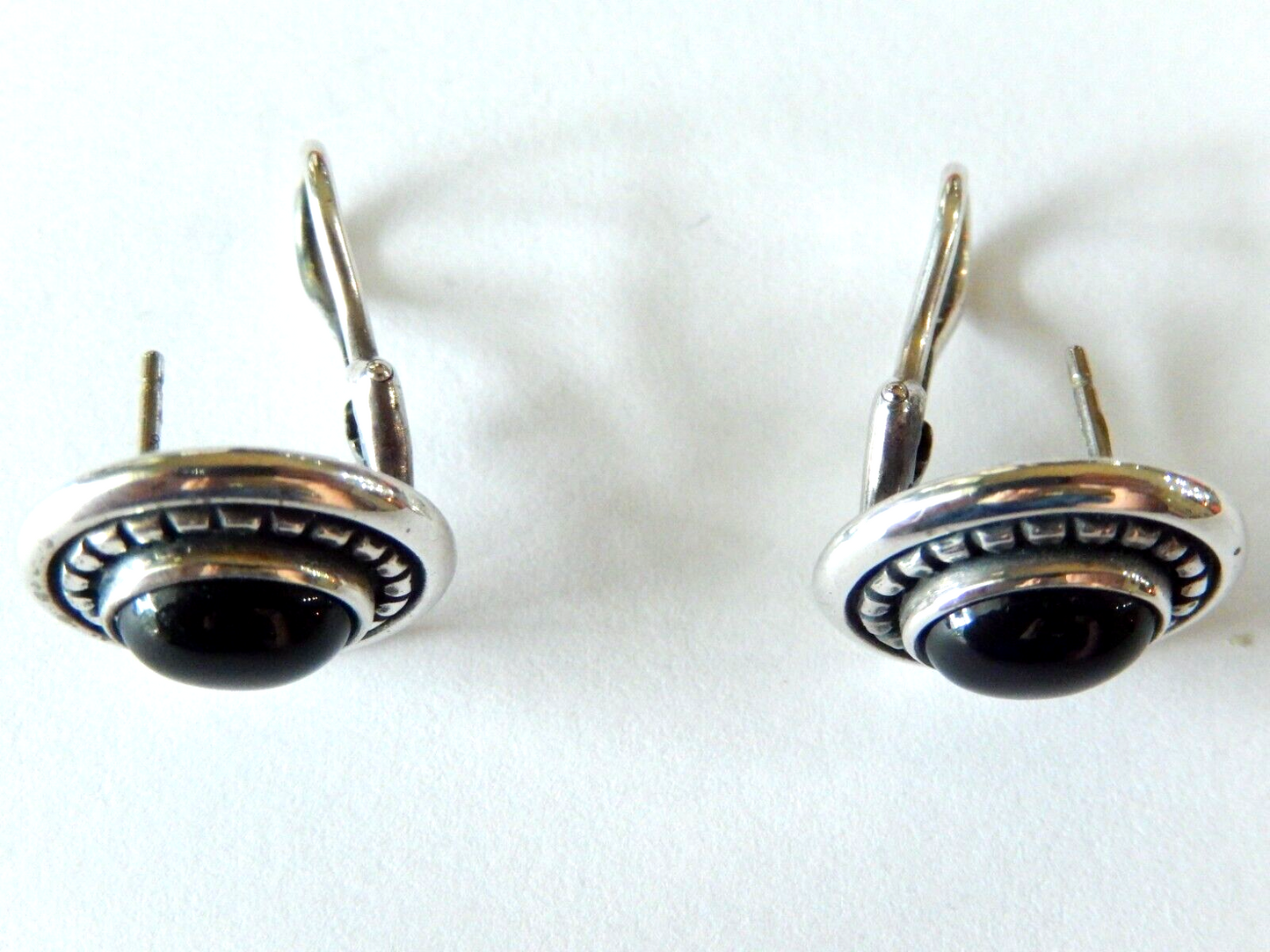 RETIRED JAMES AVERY Sterling Silver Black Onyx Oval Omega Back Earrings