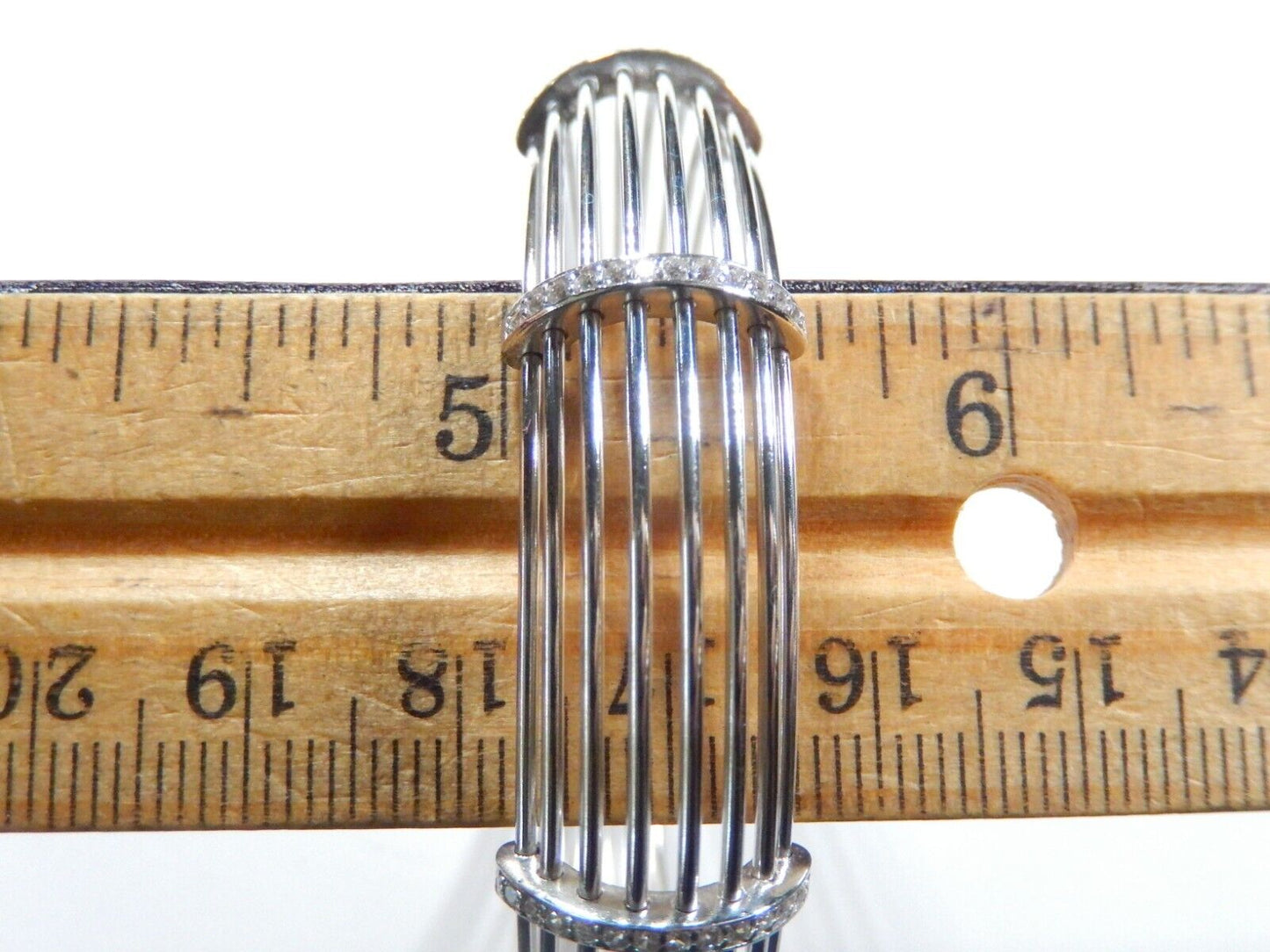 BEAUTIFUL 925 STERLING SILVER LADIES EIGHT WIRE CUFF 60 CZ BRACELET