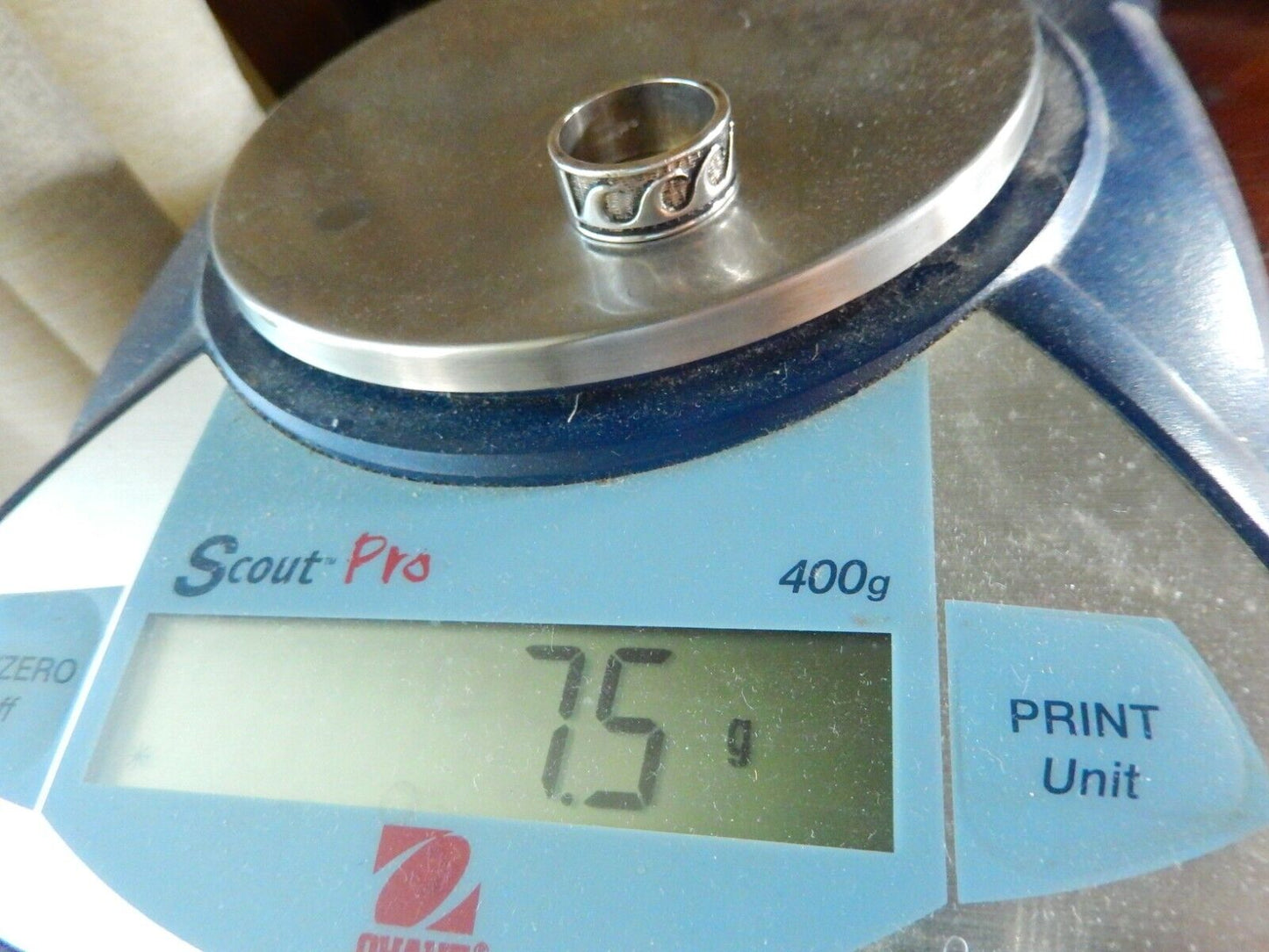 *VINTAGE* 925 Sterling Silver Southwestern 9.25mm Wide Band Ocean Wave Ring 7.5