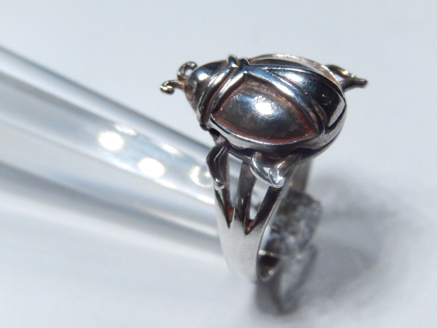 *VINTAGE* Sterling Silver Moveable Legs Beetle Ring 16mm Ring Size 6