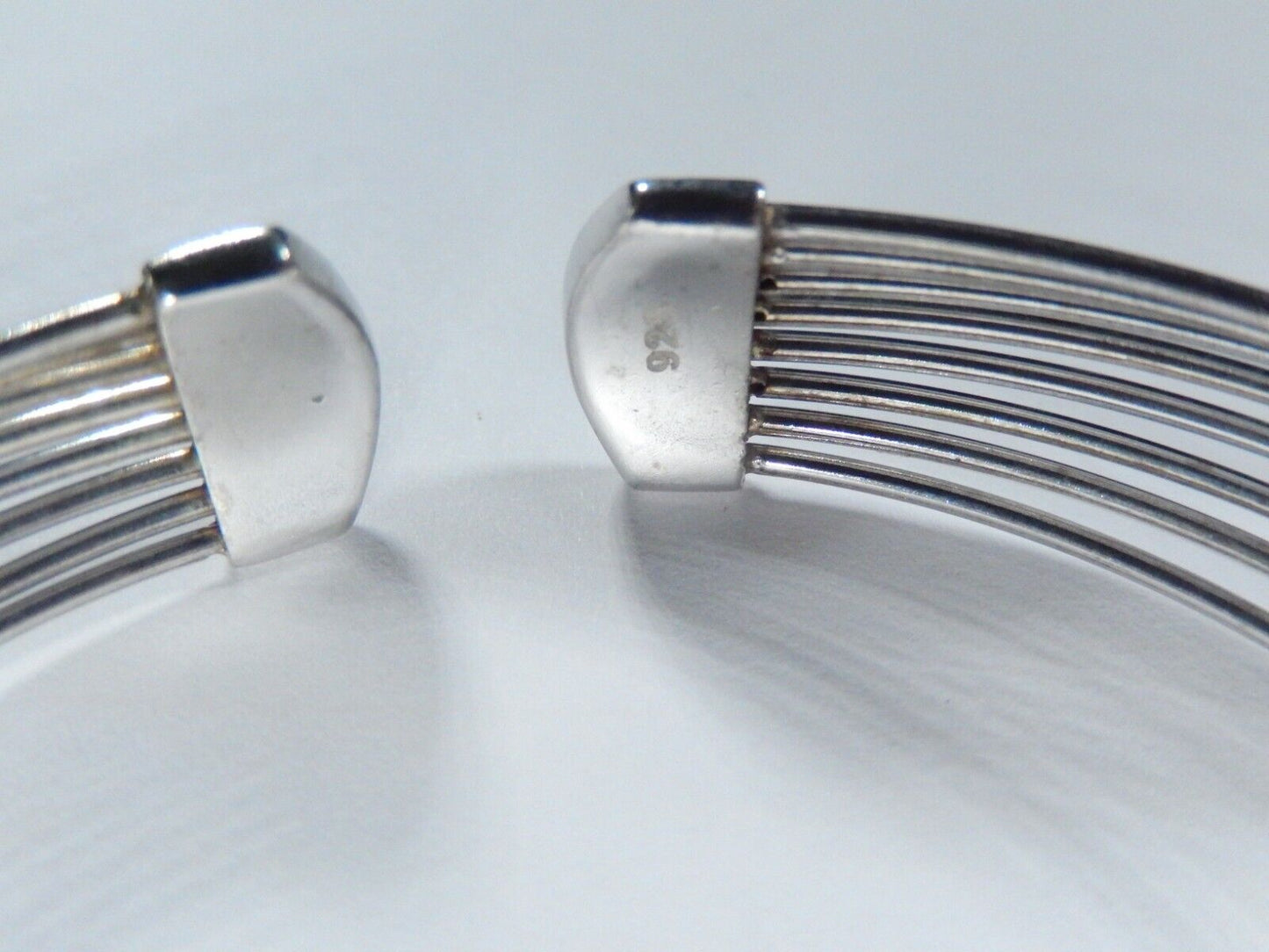 BEAUTIFUL- 925 STERLING SILVER LADIES EIGHT WIRE CUFF 60 CZ BRACELET