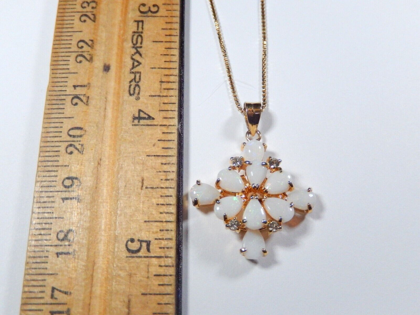 VINTAGE GOLD VERMEIL OPAL  CZ CROSS PENDANT with 18 Vermeil Chain