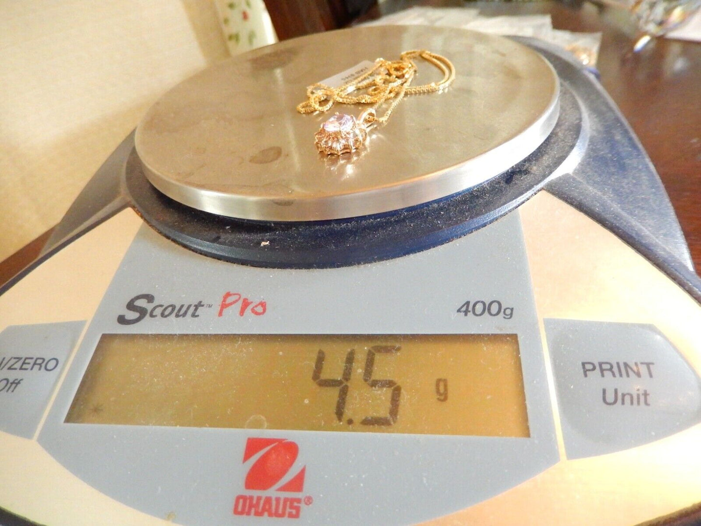 Gold Vermeil Sterling 125CT Blue Zircon  50CT White CZ Pendant w18 Chain
