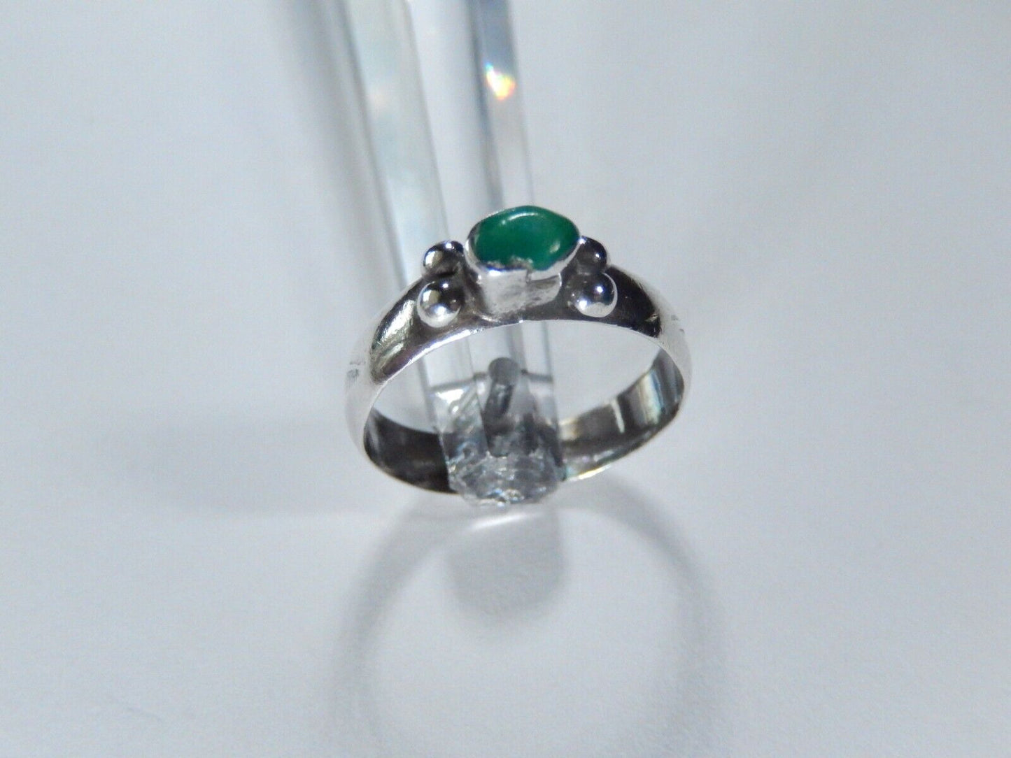 Vintage Southwest Sterling Silver Malachite Ring Size 6.75