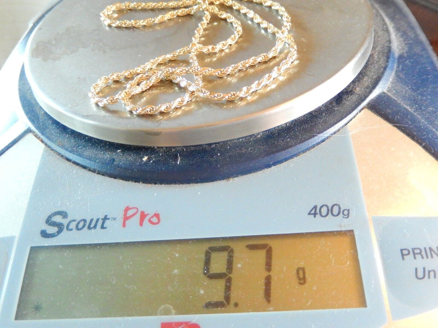 Gold Vermeil Rope Chain Necklace 925 Italy SPI 20" Lobster Clasp 2.25mm 9.6gm
