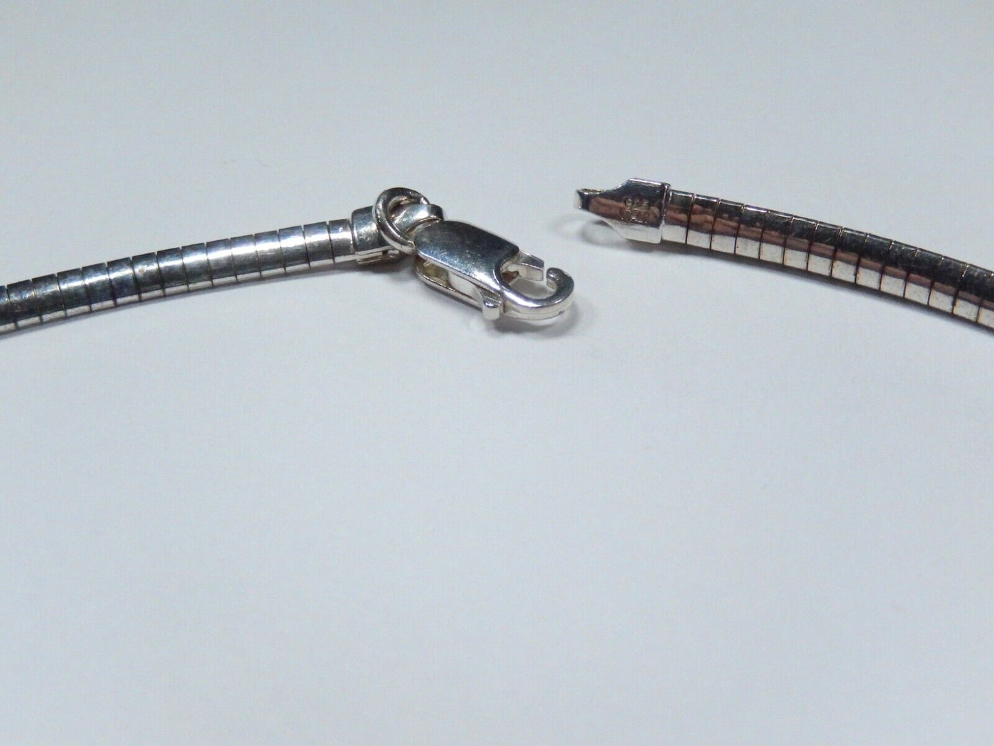 3 mm Italian Omega Chain Necklace Sterling Silver 925 Italy Length: 18"