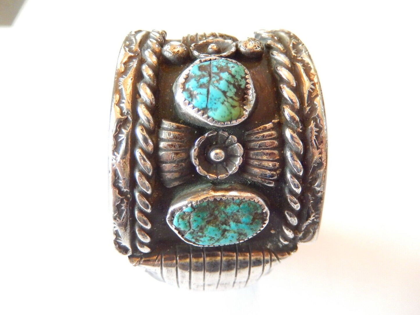 KEE YAZZIE  Navajo Indian Jewelry Sterling Silver  Turquoise Watch Cuff 157gm