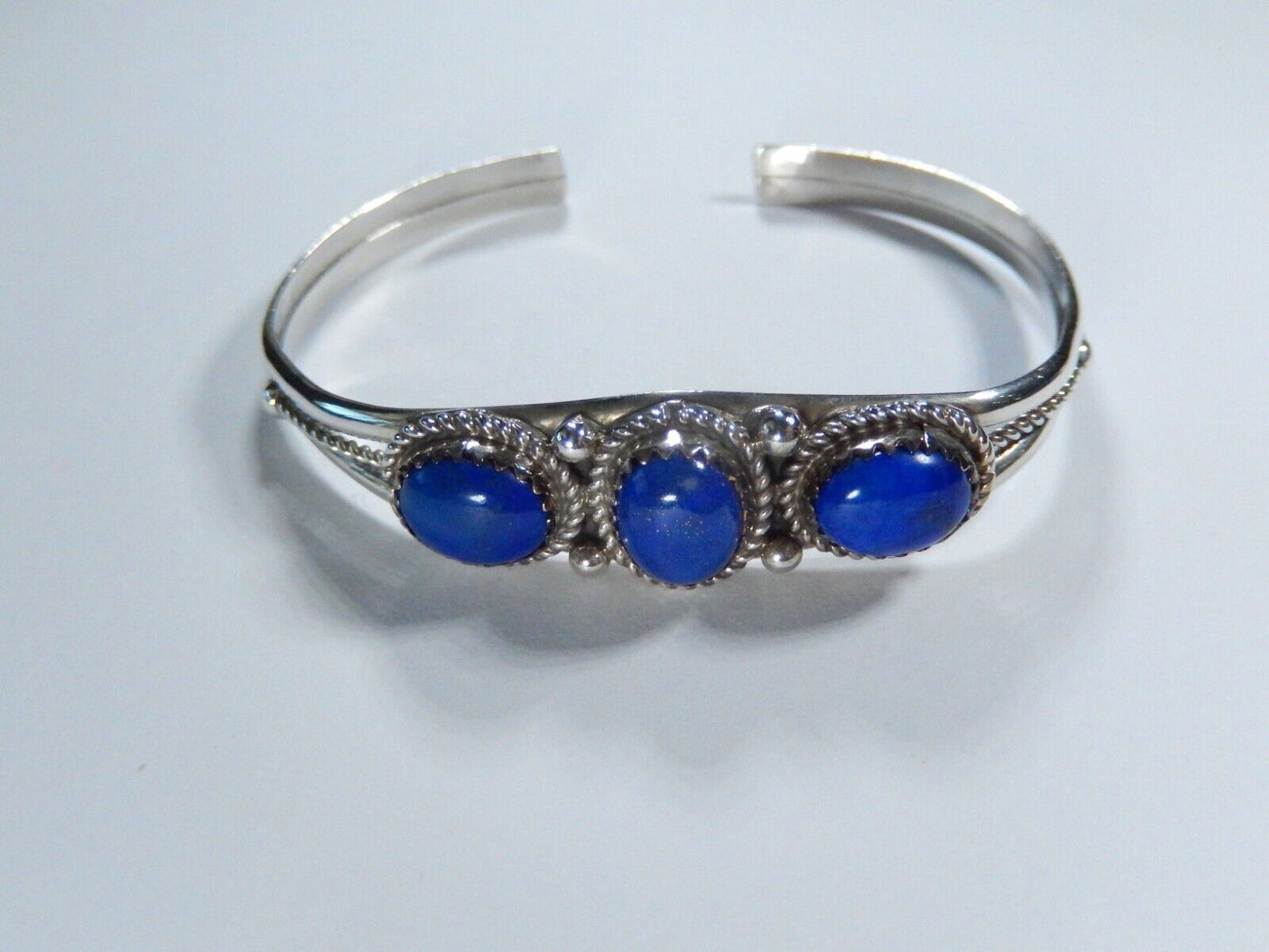 SOUTHWEST  Lapis Lazuli Gemstone Handmade Sterling Silver Bracelet Adjustable